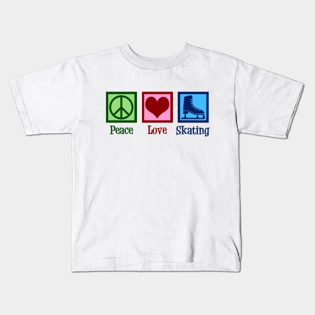 Peace Love Ice Skating Kids T-Shirt by epiclovedesigns